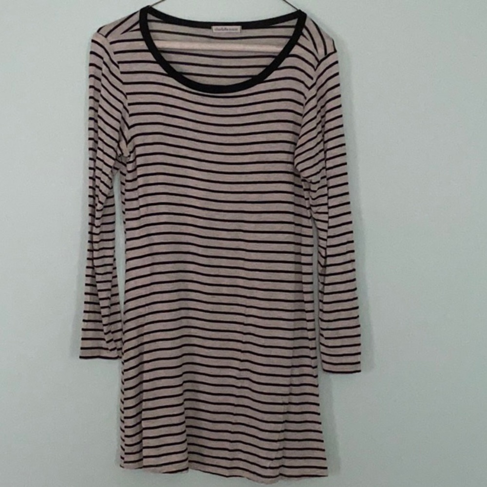 Black and off white striped dress